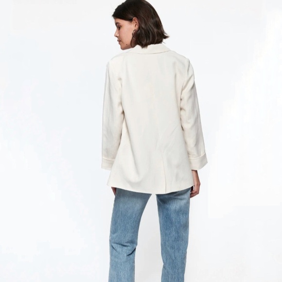 Cami NYC Owen Blazer Silk Linen Notch Lapel Button Front Jacket Ceramic Ivory XL - Picture 2 of 16